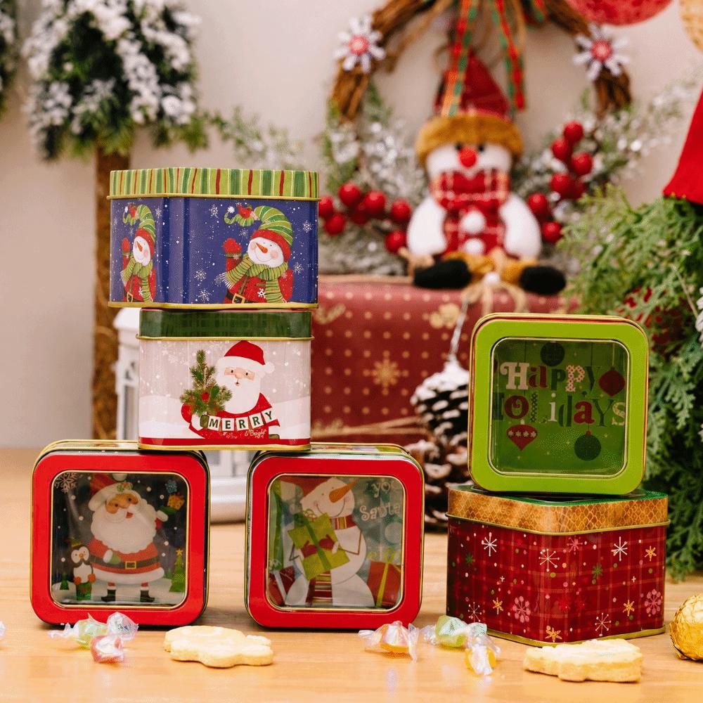Cartoon Christmas Storage Box Stackable Jar Christmas Snowman Box Cookie Chocolate Tin Celebration