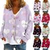 Women's Fashion Short Jacket Casual Long Sleeve Valentine's Day Printed Single Breasted Plush Top