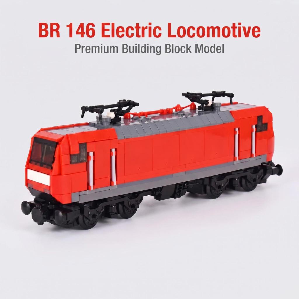 Красная Электровозовая Модель BR 146 из Строительных Блоков, DIY Сборка Поезда Кирпичная Игрушка для Коллекции Хобби