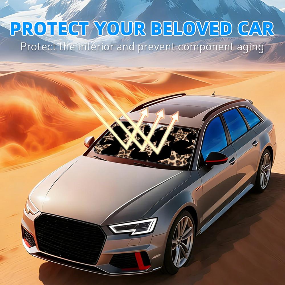 Leopard Print Sun Visor Reusable Aluminum Foil UV Protector Heat Three-layer Insulation Windshield Sunshades