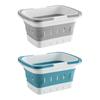 Folding Laundry Basket with Drainage Hole for Bathroom, Bedroom and Kitchen Accesssory Versatile Rectangular Laundry Basket