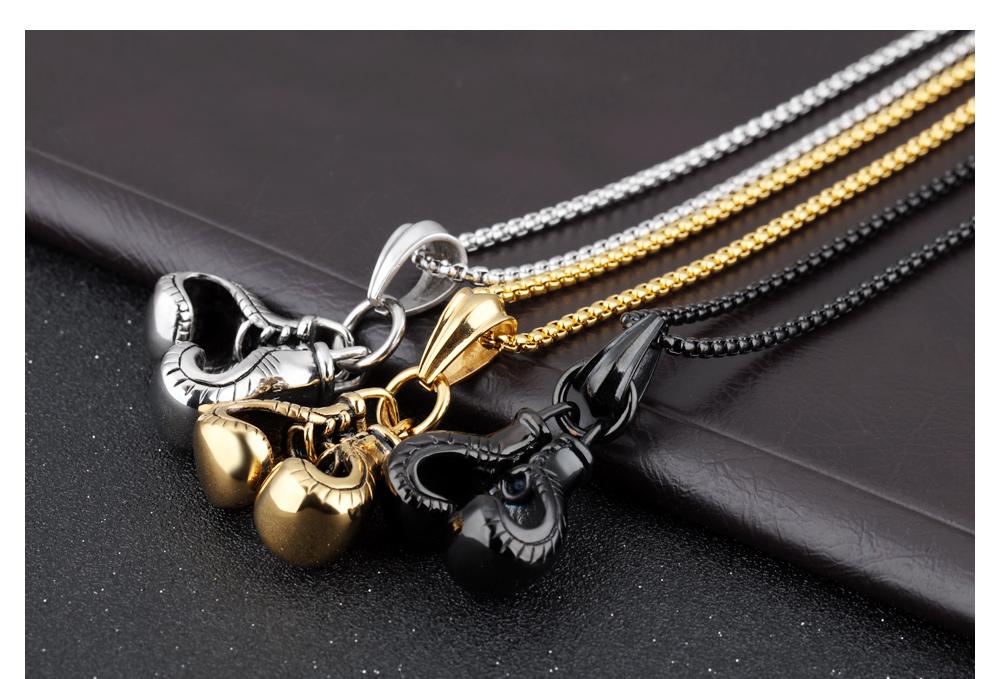 Double Boxing Titanium Steel Pendant Necklace Personal Men's Boxing Gloves Fitness Sports Accessories
