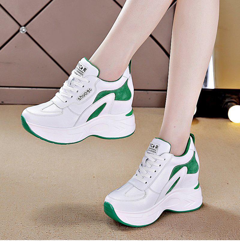 Женская обувь, кроссовки, модная уличная обувь на танкетке с внутренним увеличением, повседневная обувь на шнуровке, женская обувь на платформе