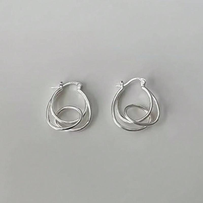 1 пара серебряных сережек-колец с узлом - Уникальный дизайн с витой линией, гипоаллергенные, корейско-японский стиль, модные ювелирные украшения в подарок для повседневной носки