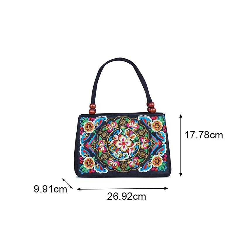 Yogodlns Двусторонняя двухслойная сумка с вышивкой в этническом стиле, холщовая сумка, женская сумка среднего и пожилого возраста с вышивкой