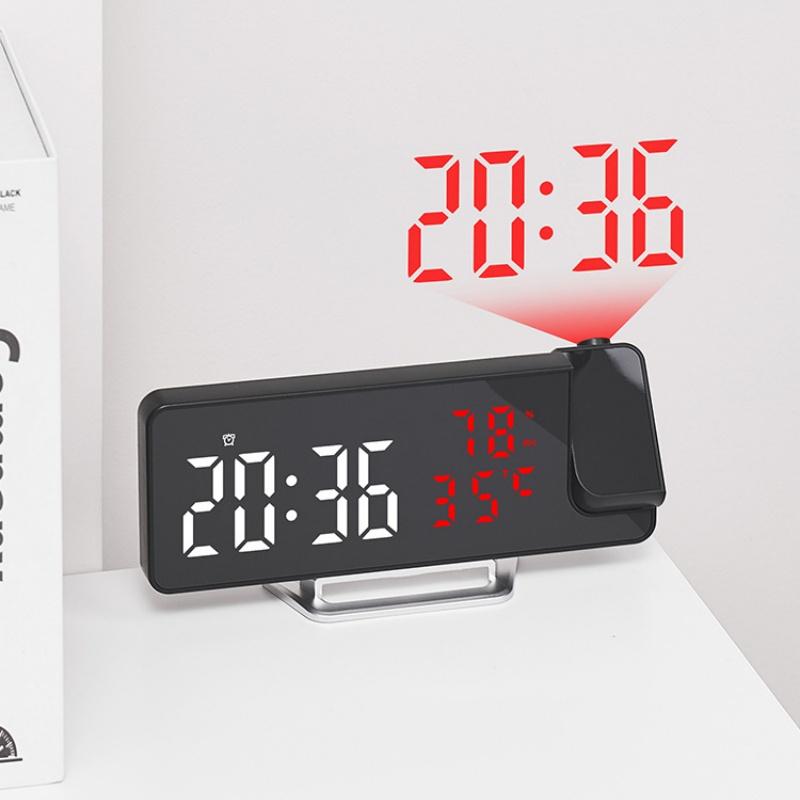 Вращение на 180° Цифровая проекция Будильник ТЕМПЕРАТУРА Влажность Дата Ночной режим Повтор Настольные часы 12/24 ч ℃/℉ Питание от USB Светодиодные часы