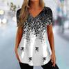 Summer Women's T-Shirt 3D Flower Printed Clothes Beautiful V-Neck Short Sleeve Tee Shirt Trend Fashion T Shirt for Women Street