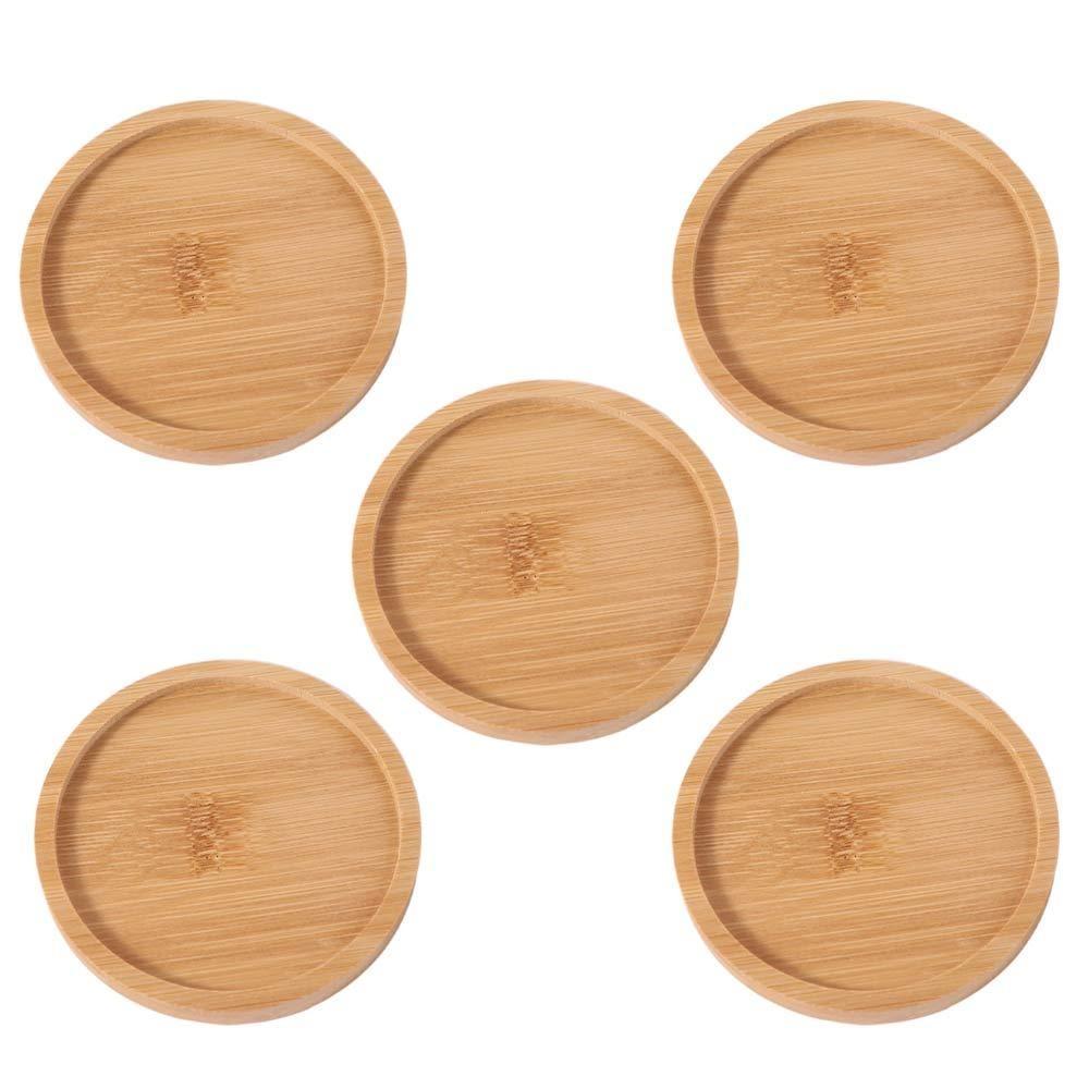 5pcs Natural Tea Cup Mats Heat-resistant Insulated Placemat Bamboo Coasters For Coffee Shop