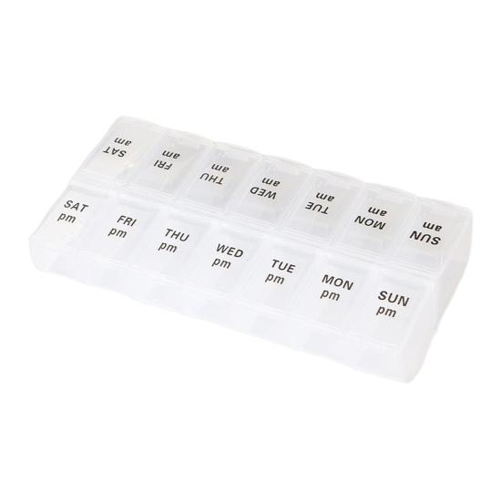 Pill Organizer with Letters Health Care Drop Resistance 7 Days Weekly Tablet Box Portable Classification Large Capacity