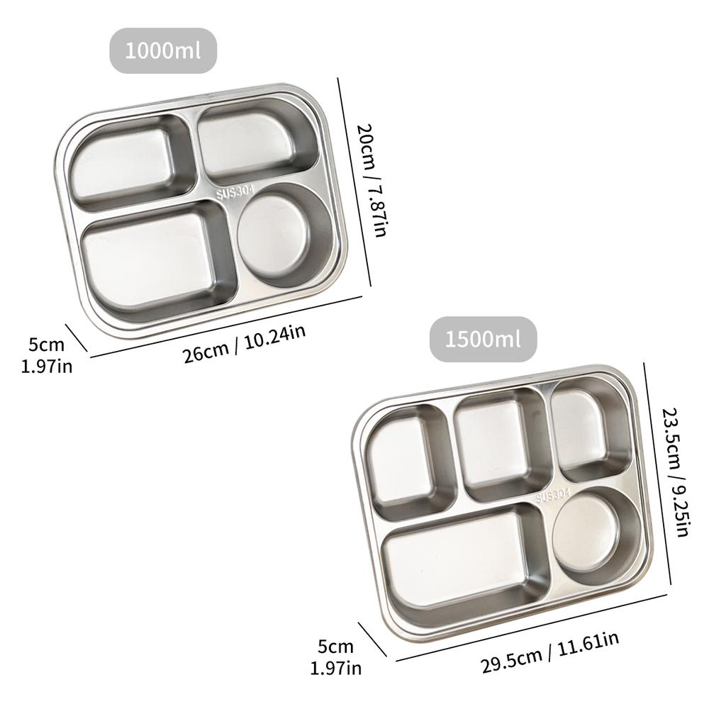 1/1,5 л Ланч-бокс из нержавеющей стали 304 с крышкой, отделения углублены, поднос для фаст-фуда, студенческая столовая, сетчатый бенто-бокс