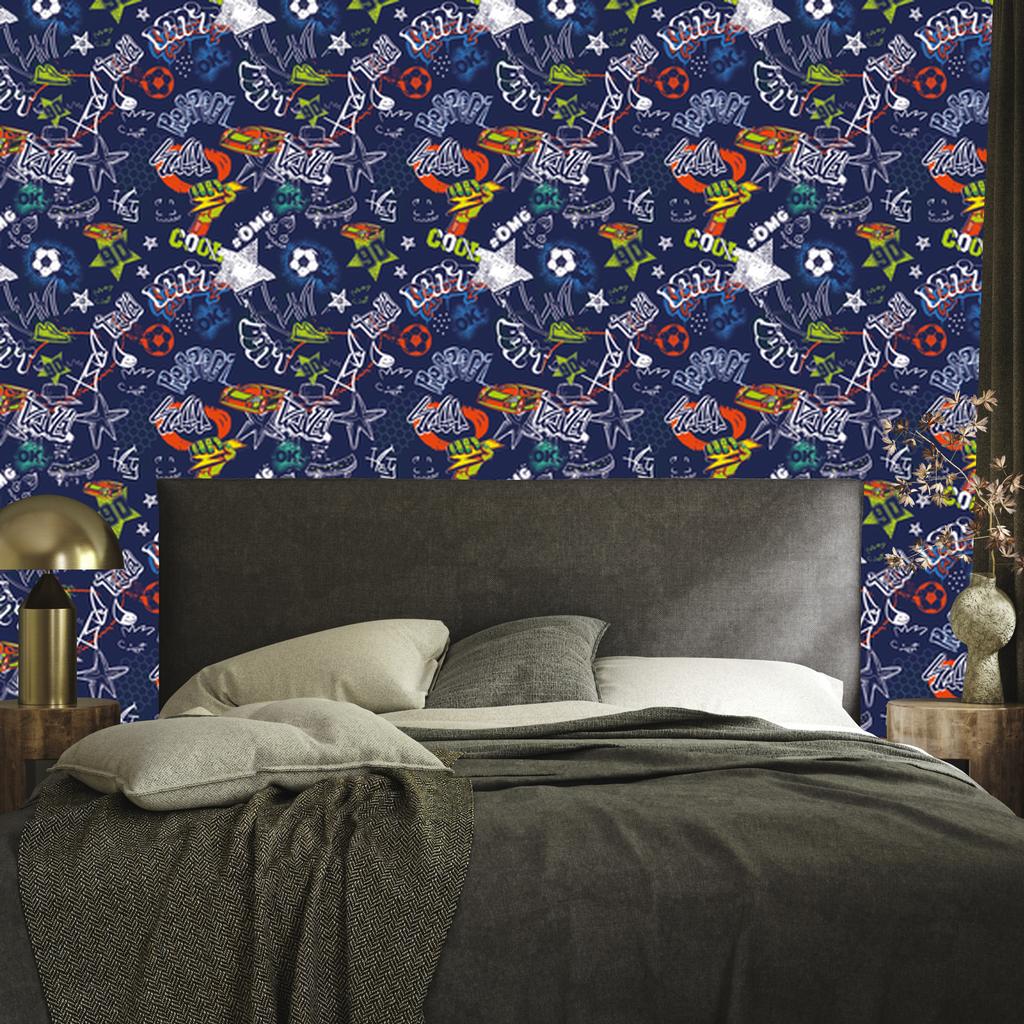Graffiti wallpaper cars and football for living room and bedroom 50x1000