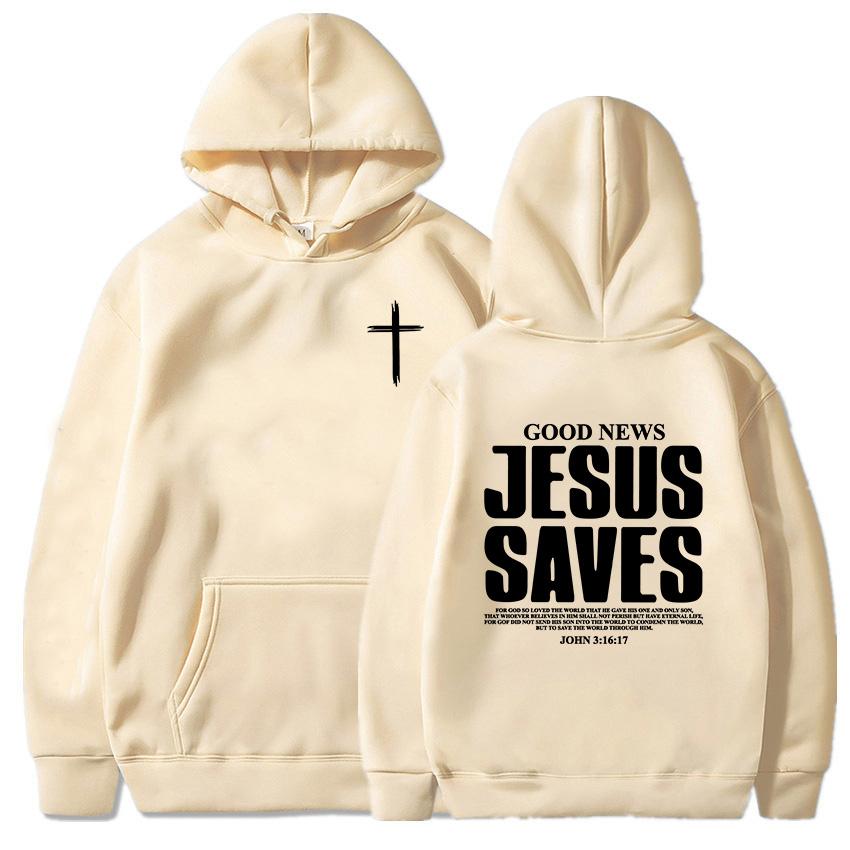 Jesus Saves John Hoodies Christian Bible Verse Sweatshirts Men Women Clothes Winter Comfortable Pocket Pullovers Graphic