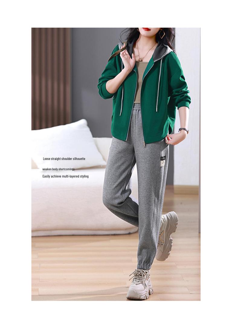 Women's Spring-Autumn 2025 Casual Sportswear: Fashionable, Age-Reducing Sweatshirt Two-Piece Set for Middle-Aged Moms