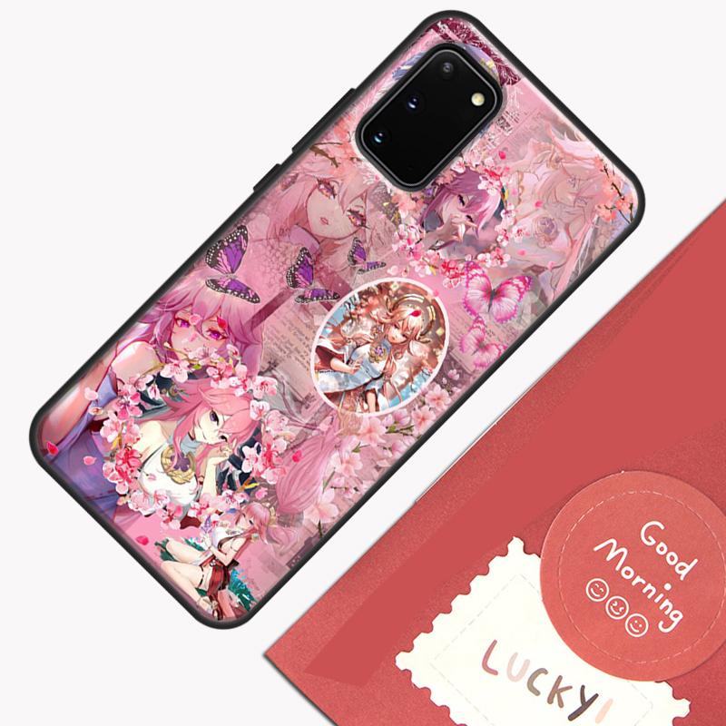 Чехол для телефона Yae Miko Genshin Impact для Samsung Galaxy S25 S26 Ultra S20 S21 S22 S23 S24 Plus S9 S10 S25 FE Защитный корпус
