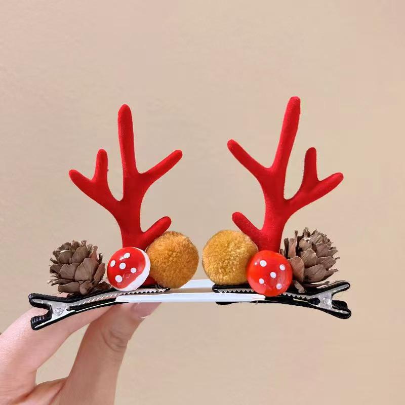 Children's Reindeer Antler Hair Clip - Cute Christmas Cartoon Hair Accessory
