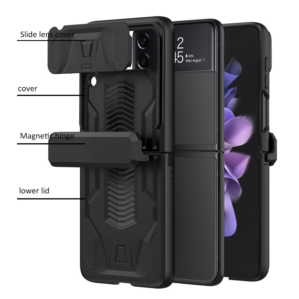 Чехол для Samsung Galaxy Z Flip 4 3, с защитным устройством на петлях, защитная крышка для камеры, военная броня