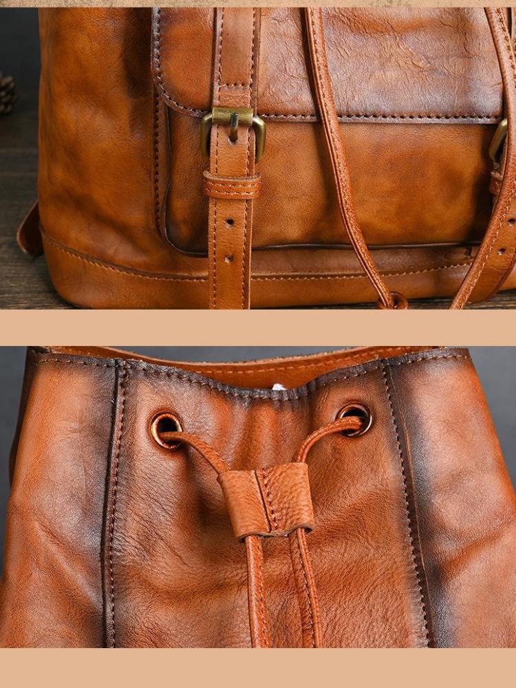 Johnature Мужской рюкзак из натуральной кожи, винтажный дорожный рюкзак большой вместимости из натуральной натуральной коровьей кожи, мужской рюкзак для ноутбука