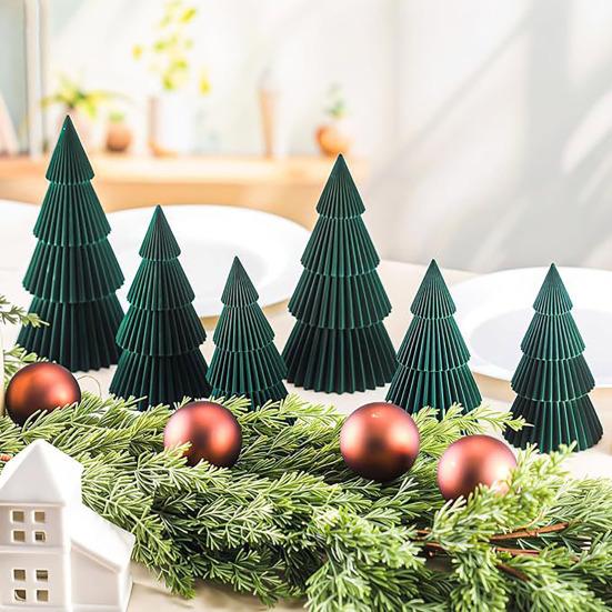 6 Pcs Honeycomb Christmas Tree 3D Folding Christmas Tree Tabletop Centerpiece