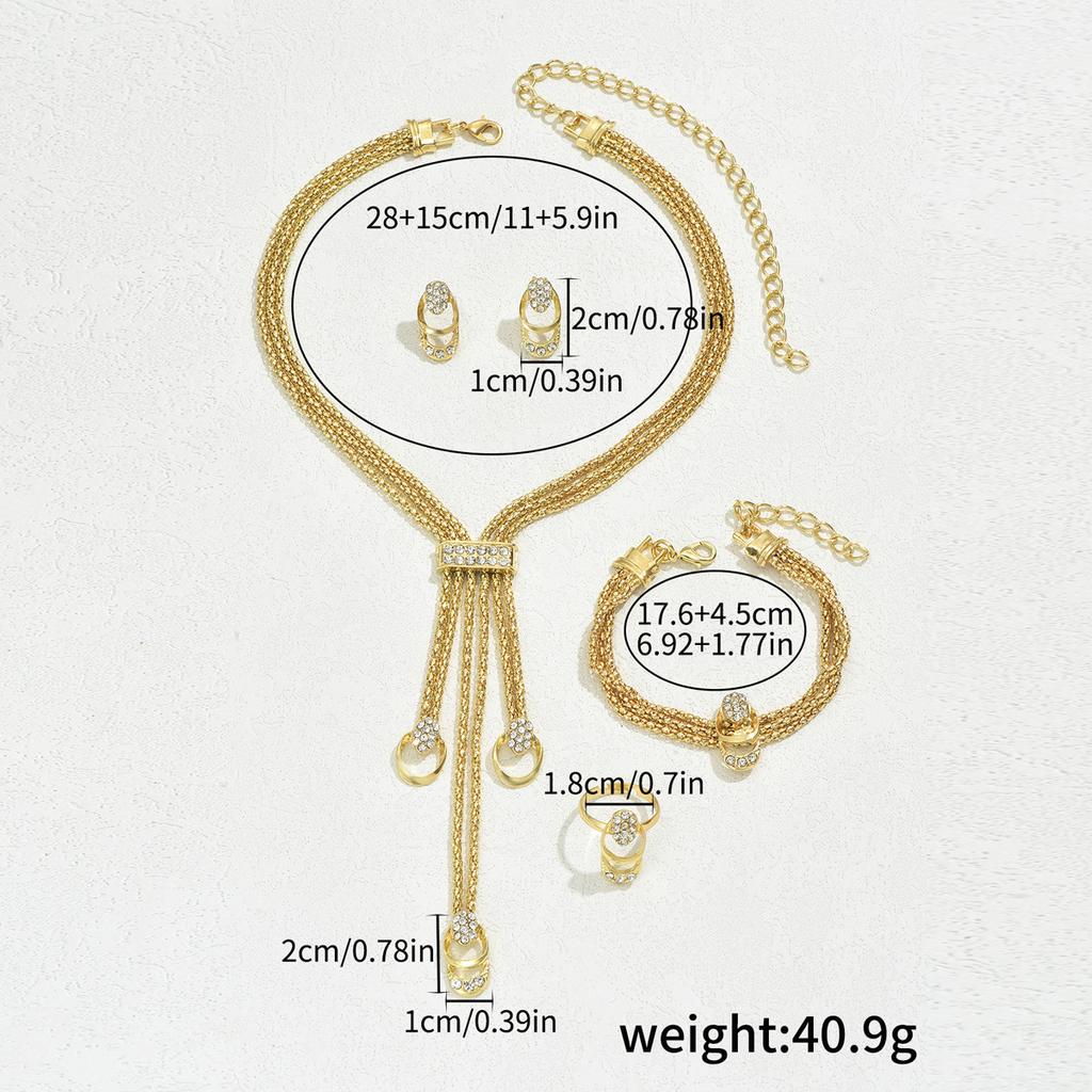 Простой и свежий набор ожерелья и серег с бриллиантовым нишевым дизайном, цепочка для ключицы, универсальное кольцо для указательного пальца