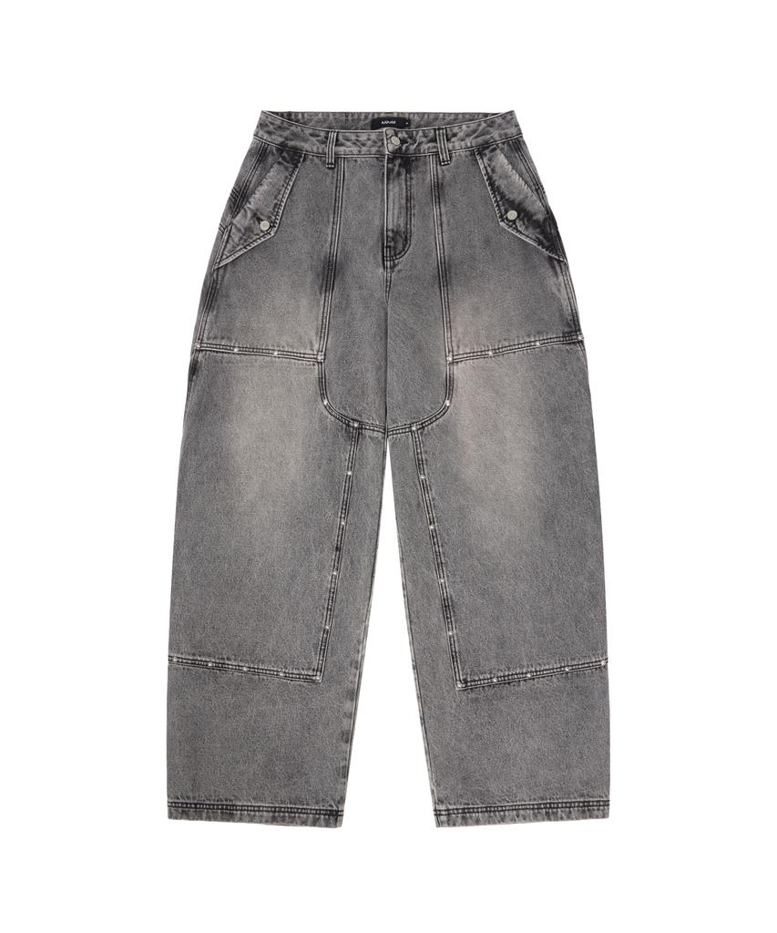 AAKAM Steve Double Knee Denim Pants (Gray)