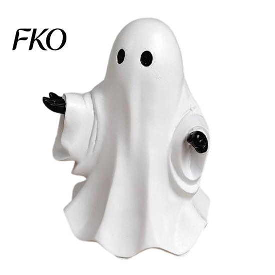 Cute Halloween Gifts White Ghost Resin Figurine, Miniature Figurine Decoration, Matte Spooky Desk Accessory Finish Tabletop Statue for Home