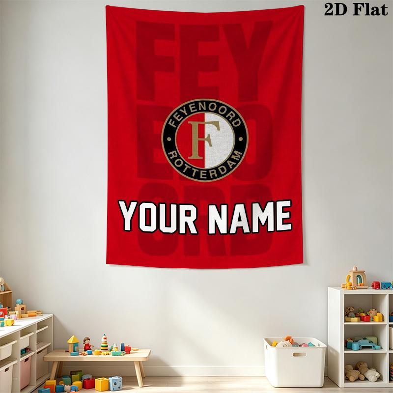 Custom Name Feyenoord Wall Tapestry Aesthetic Wall Hanging Printed Fabric Blanket Decorative Tapestries for Bedroom Living Room Home Decor