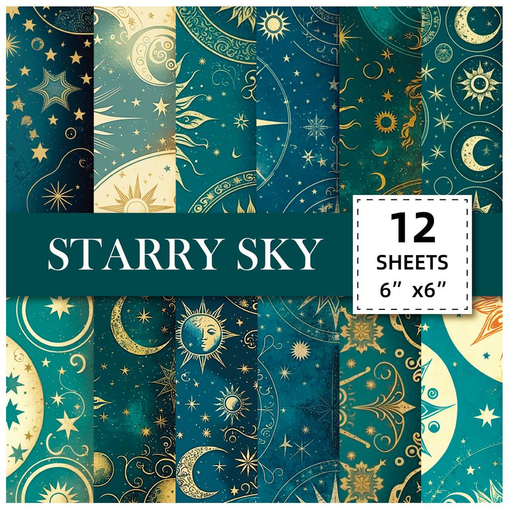 12 Pack Tarot Card Starry Sky Background Paper Diy Dream Universe Literary Material Paper