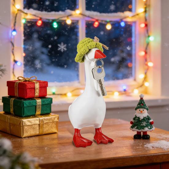 6/8 шт. Статуэтка гуся Мини вязаная шапка с регулируемым ремешком Настольная шапка-крючком Головной убор Рождественская праздничная вечеринка Наряд для переодевания