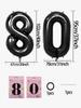 4 шт. 40-дюймовых больших черных воздушных шара с цифрами для украшения дня рождения, годовщины, с лентами и соломинками
