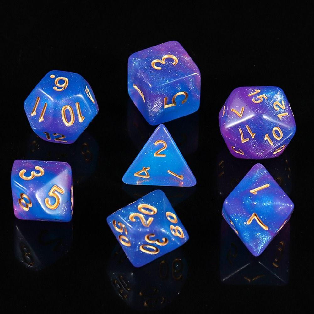 7PCS/Set Digital Acrylic Dice Polyhedral Mixed Color Dice Pearlescent Dice  for RPG DnD