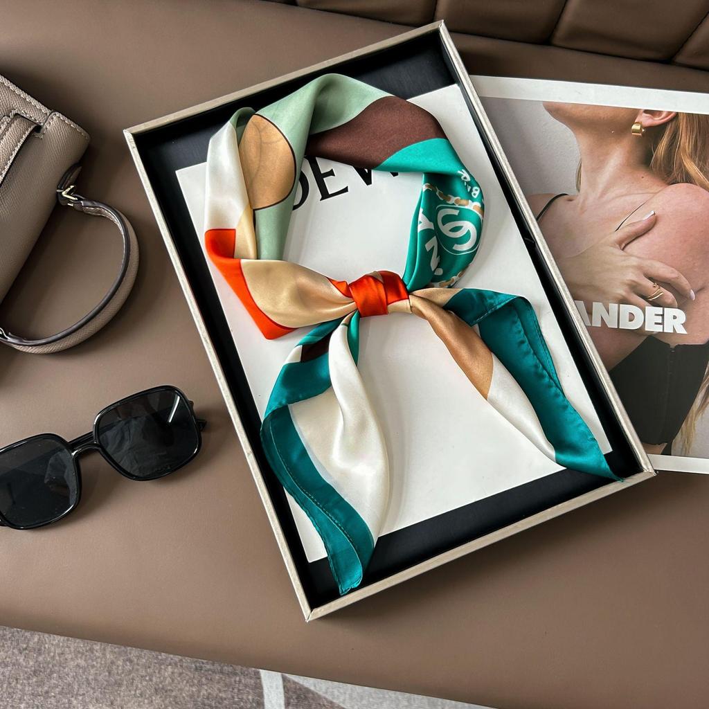 Шелковый шарф премиум-класса с принтом в корейском стиле - Универсальный модный аксессуар