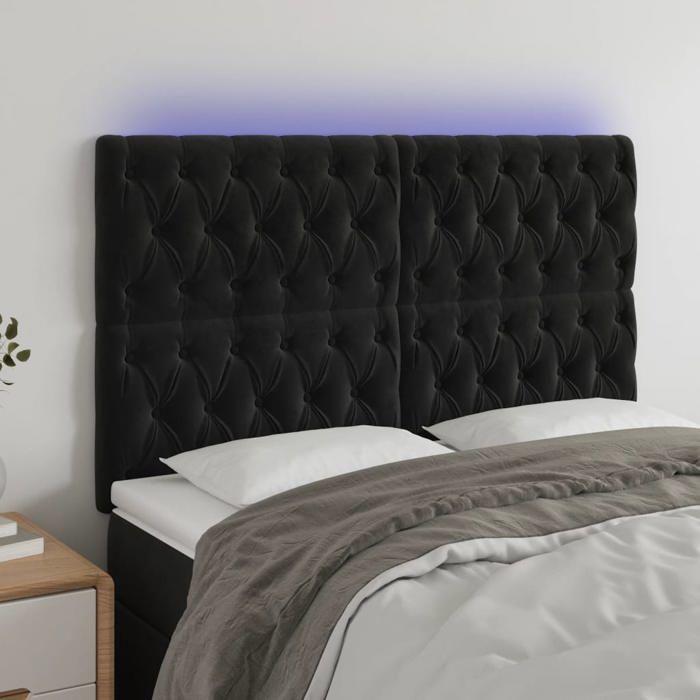 VidaXL LED Headboard Bedroom Furniture Double Bed Accessory Head of Bed Frame Interior Black 3122816