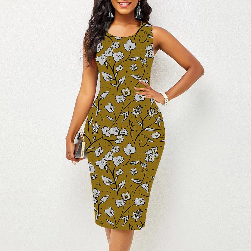 Женское платье Sling Summer Morning Glory Print Dresses Tight без рукавов Slim Fit Sexy Fashion Top Clothing