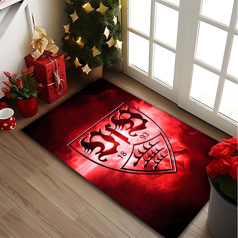 [1pc Red Shield Emblem Office Carpet] Easy Maintenance Chair Rug for Conference Room Use, Durable Area Sofa Floor Mat