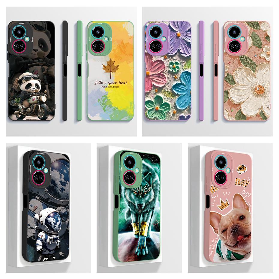 Чехол для Tecno Camon 19 Чехол для телефона Camon 19 Pro Neo Астронавт Цветок Защита камеры Противоударный Жидкий силикон Мягкая задняя крышка