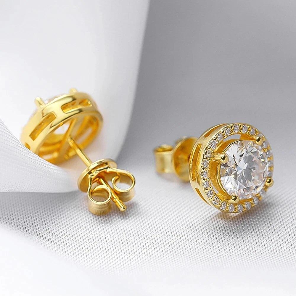 Женские серьги-гвоздики с настоящим муассанитом и полными камнями, женские серьги-гвоздики из стерлингового серебра с платиновым покрытием, блестящие лабораторные бриллианты, свадебные украшения