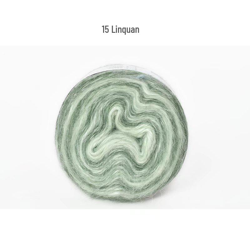 Пряжа из мохера ручной окраски с градиентным радужным переходом - Пушистая, мягкая и идеально подходит для вязания и DIY-проектов.