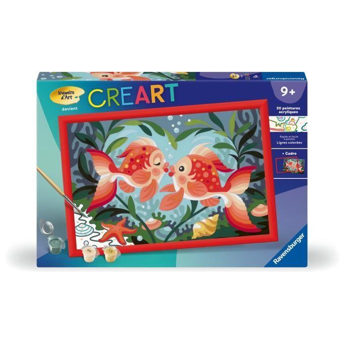 CreArt Kids 31x21cm Bisous de poissons, Kit de peinture par numéros Numéro d'Art, Dès 7 ans, 25853, Ravensburger
