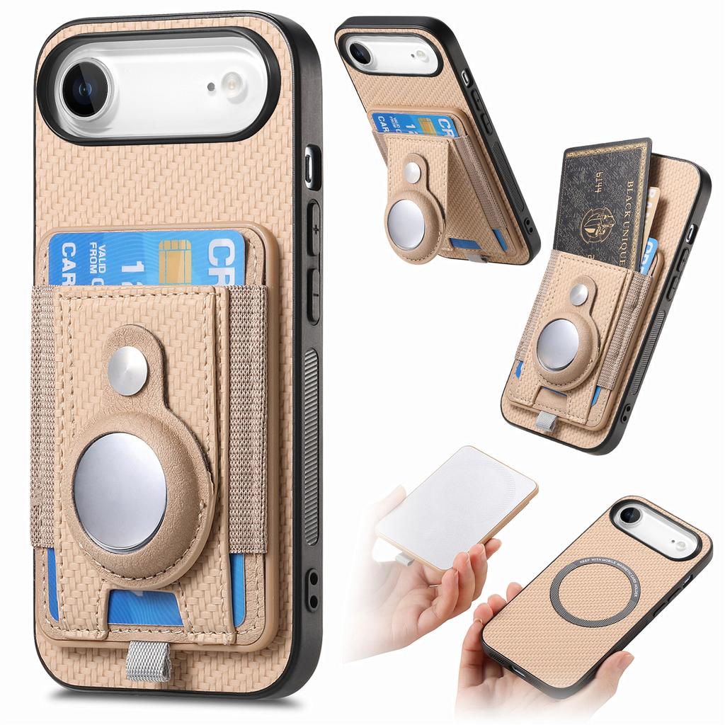 Holder for AirTag/iPhone Air Case Detachable Card Holder Leather+TPU+PC Phone Cover