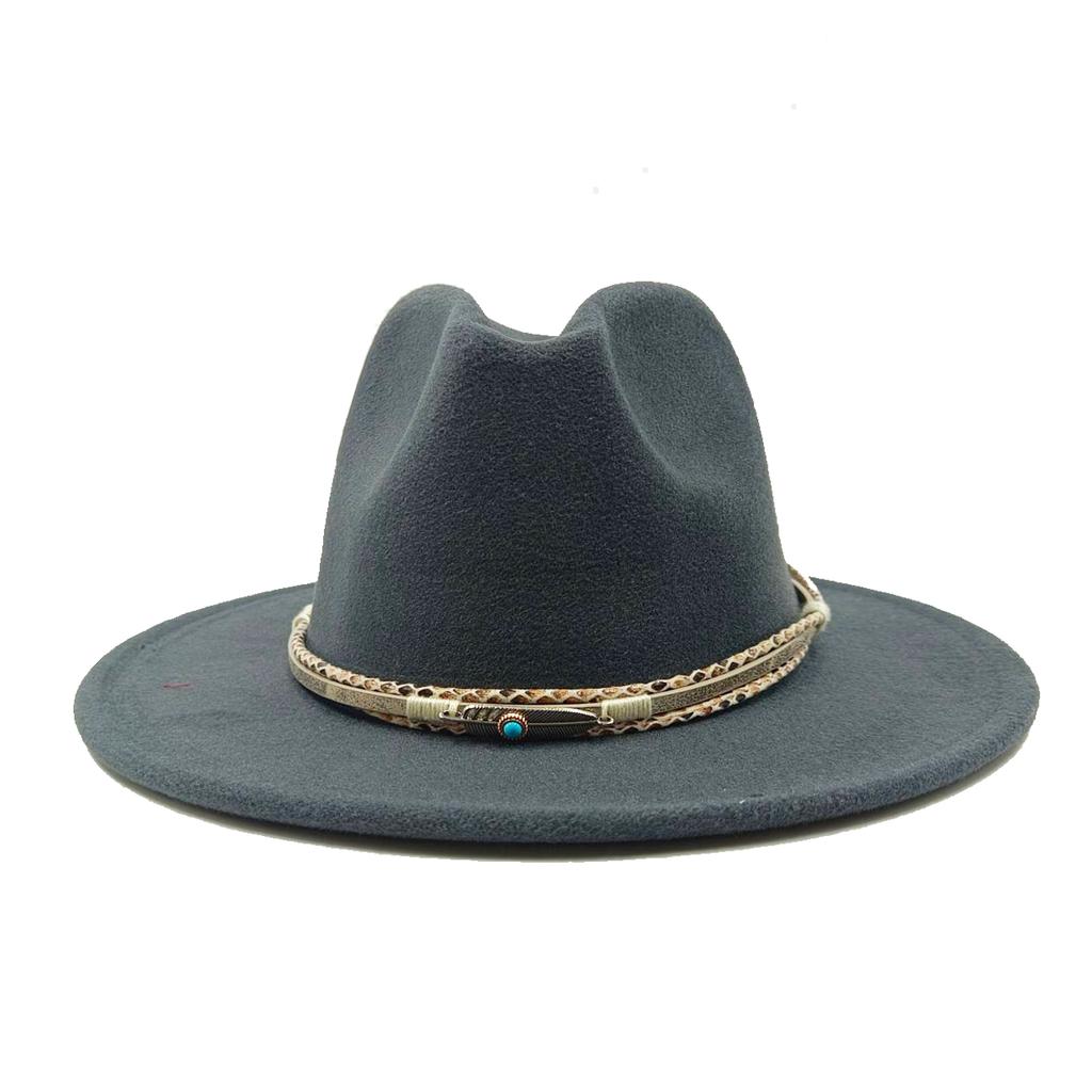 Fedora Autumn and Winter New Leaf Accessories Men's Gentlemen Women's Church Hat Wide Brimmed Jazz Hat Sombrero Hombre
