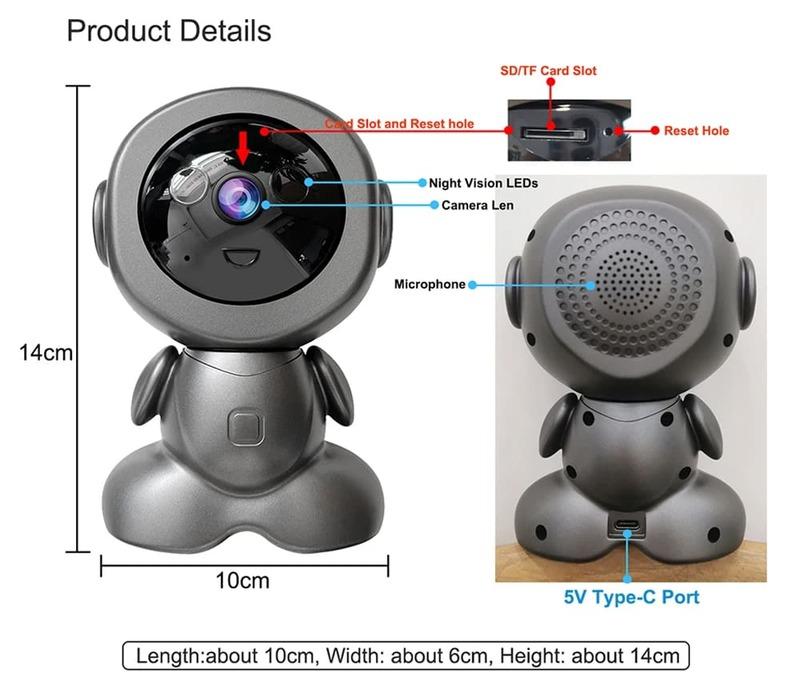 Mini WiFi IP Camera Wireless Indoor Robot Baby Monitor Two Way Audio Motion Detection Video Camara V380 CCTV Security Protection