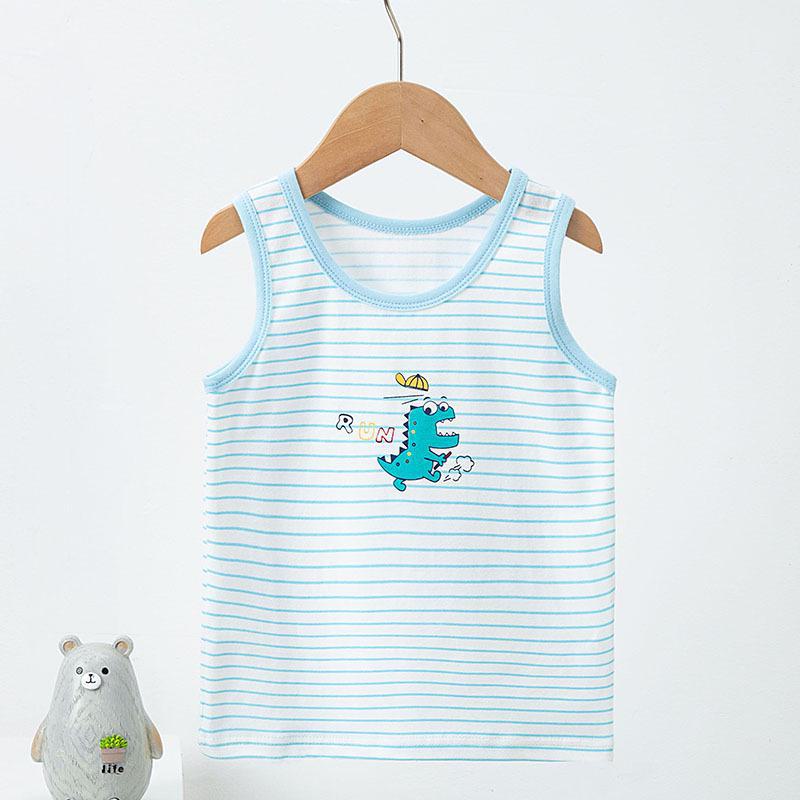 Children's Summer Cartoon Print Cotton Vest - Sleeveless A-Type Top for Boys and Girls