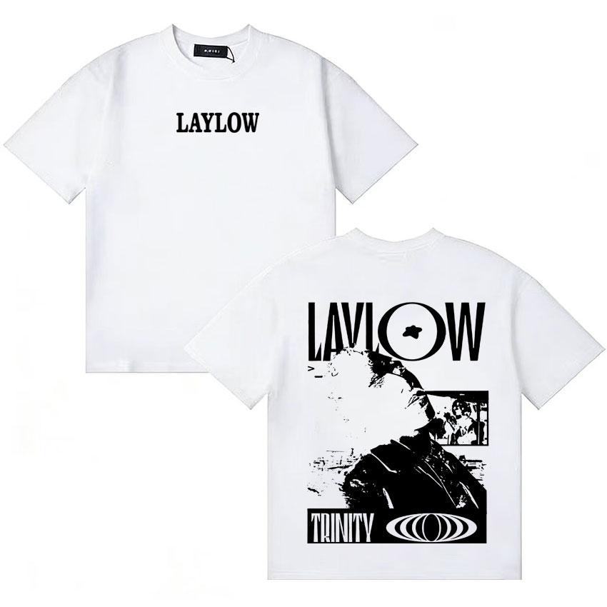French Rapper Laylow Album Graphics T Shirts Unisexs Women Hip Hop Double Sided Fashion Summer Y2K Tshirts Retro Short Sleeve Tees