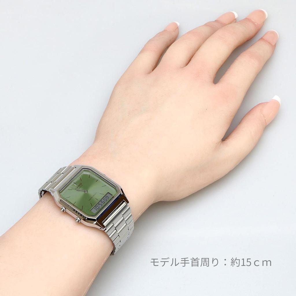 Casio Кварцевые часы двойного отображения серии Vintage, модель для зарубежного рынка ANA-DIGI, AQ-230A-3AMQY, Унисекс, Время, Зеленый, [Б/у]