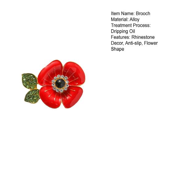 Women's Flower Brooch, Enamel Oil Drip Retro Polished Pin for Coat Collar Bag or Hat