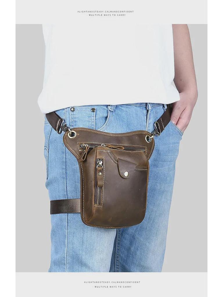 Мужская походная сумка из коровьей кожи для ног и пояса для езды на мотоцикле