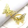 6pcs Creative Napkin Ring Metal Gold Napkin Ring Double Butterfly Napkin Buckle Paper Towel Ring Wedding Decoration Supplies