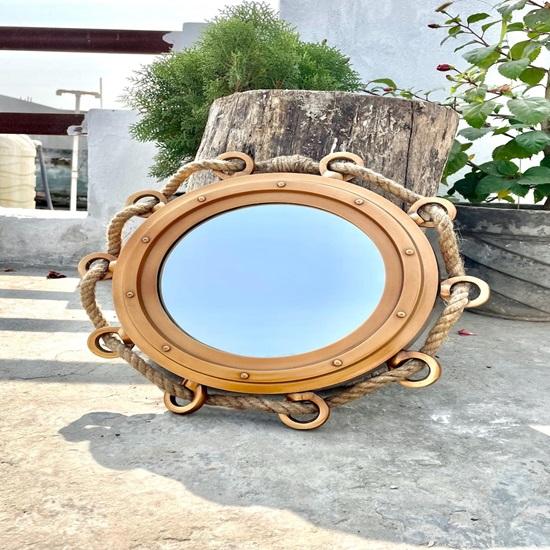 38,1 см Морское зеркало-иллюминатор Морской настенный декор, Отделка латунь
