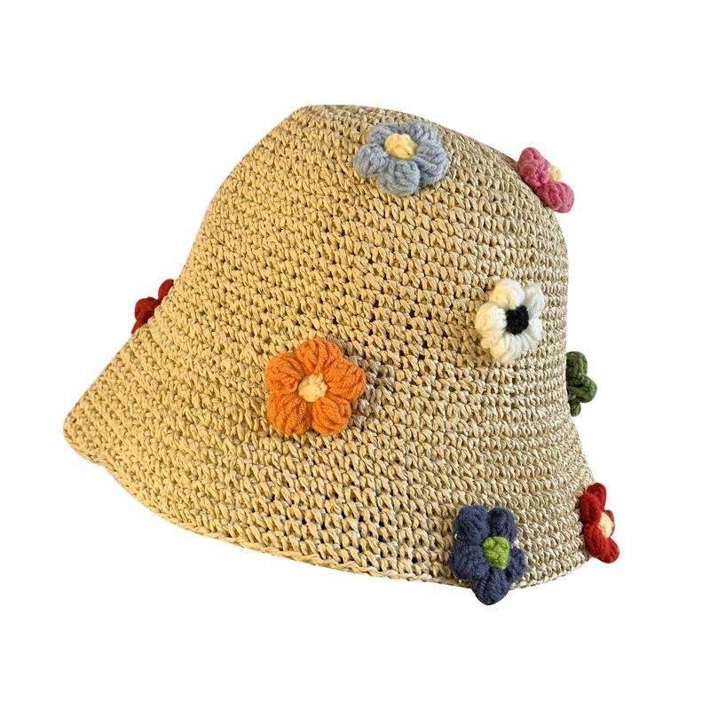 Цветочная соломенная шляпа-ведро женская летняя дышащая маленькая соломенная шляпа пляжная солнцезащитная шляпа-ведро солнцезащитный козырек от солнца прилив