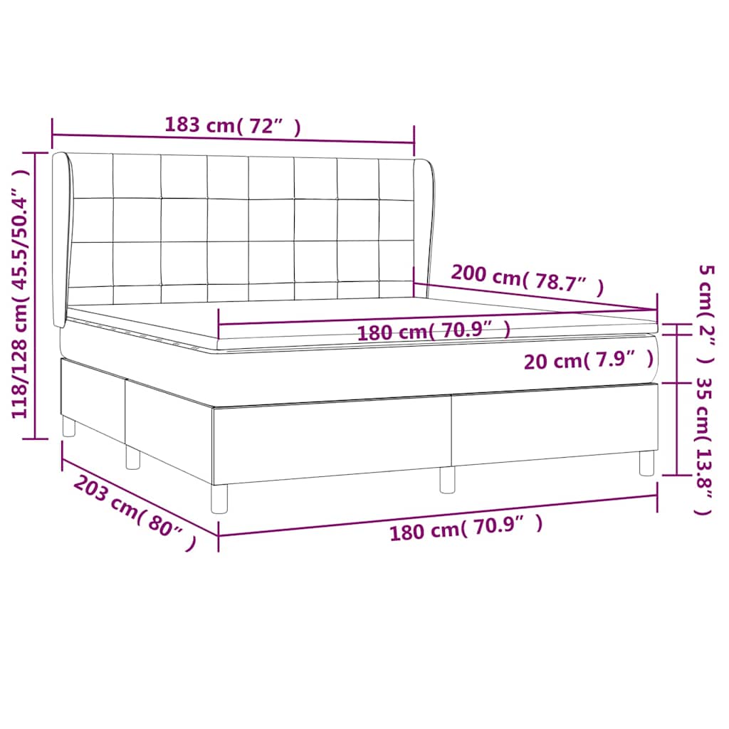 Box Spring Bed with Mattress Dark Green 180x200 cm Velvet